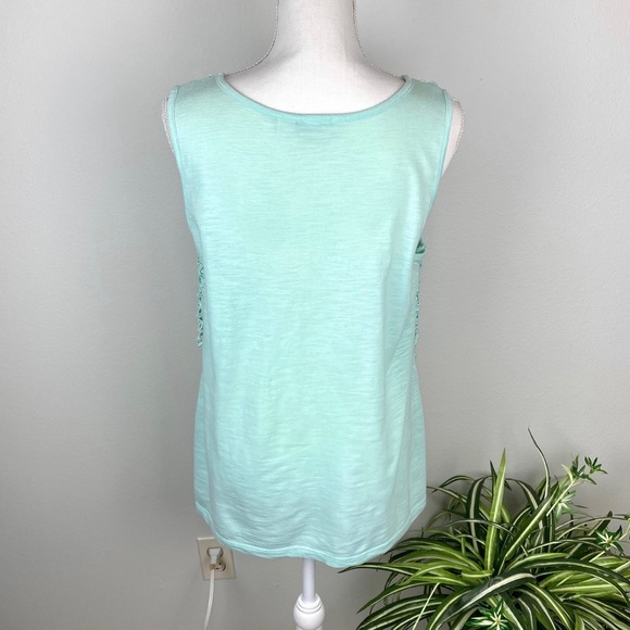 Cato, Plus Size 18/20W Sleeveless Top Pastel Green Eyelet Tiered EUC - Picture 8 of 11